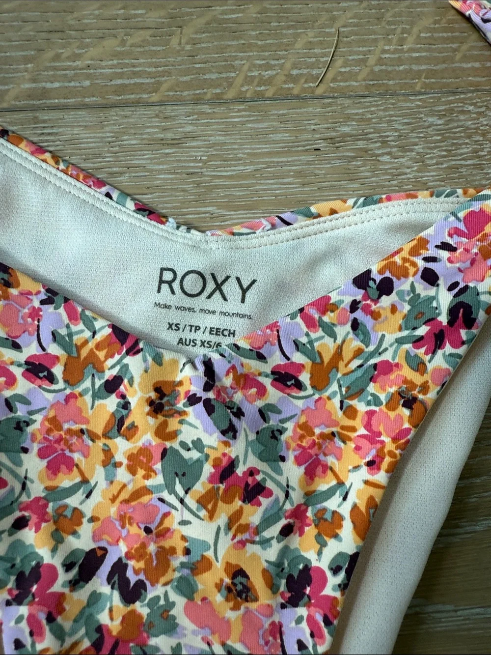 Roxy Floral Tie-Side Bikini Bottom — White, Pink, Yellow Size XS